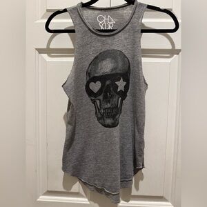 Chaser Gray Sunglasses Skull Slouchy Graphic Tank Top Size XS